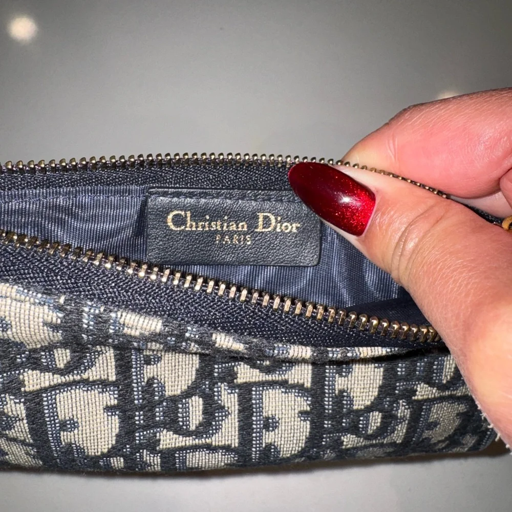 Dior Black and Cream Canvas Pouch